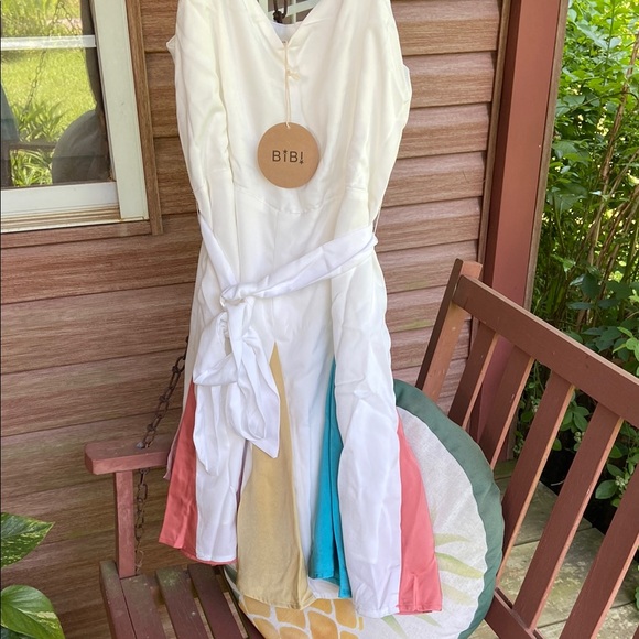 BiBi Dresses & Skirts - White Dress with Multicolor Panels